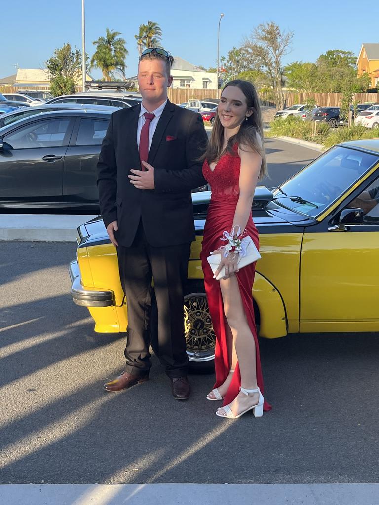 Katie Sama and Jack arrive at the Aldridge State High School formal.