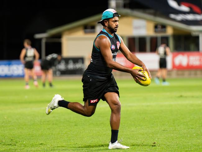 Rioli at Port Adelaide Football Club training on Wednesday night. Picture: Tim Joy