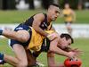 9/5/15 Eagles v Glenelg SANFL Game. Thomas Whittlesea (Eagles) and Aisea Raikiwasa (Glenelg). Picture Roger Wyman