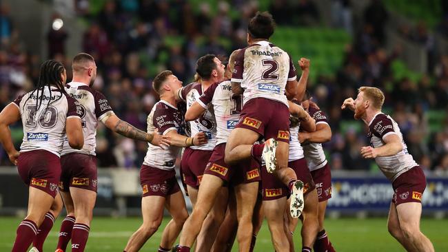 Manly are flying high after their win over Melbourne. Photo by Kelly Defina/Getty Images.