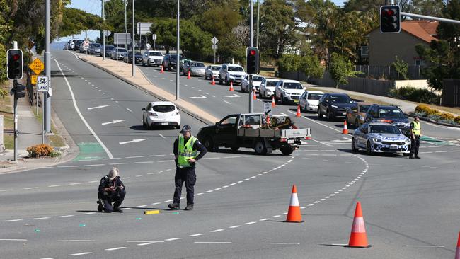 Traffic is being diverted away from the road while police conduct their investigation. Picture: Glenn Hampson.