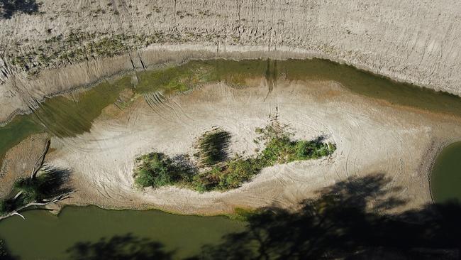 Diminishing water levels on the Darling River below weir 32, near Menindee. The federal government has rejected calls for a federal royal commission. Picture: AAP