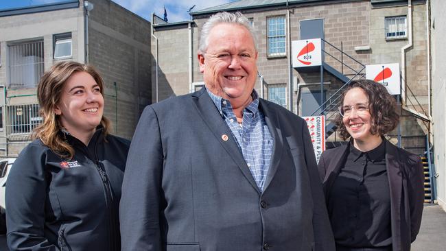 Assistant Secretary of CPSU Natalie Jones and general secretary Thirza White with Tom Lynch who is retiring from the CPSU. Picture: Linda Higginson