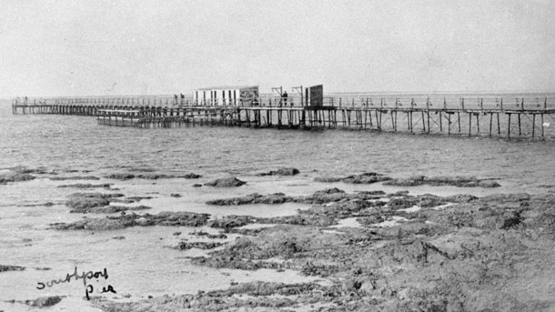 Ruins of the first swimming baths, Southport Pier.