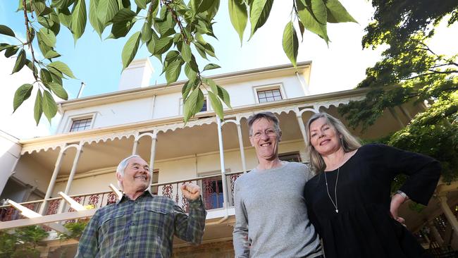 Residents Julie McConaghy, her husband Phil Crawford and neighbour David Saunders successfully argued the six-storey hotel was too high and out of character with the historic precinct. Picture: CHRIS KIDD