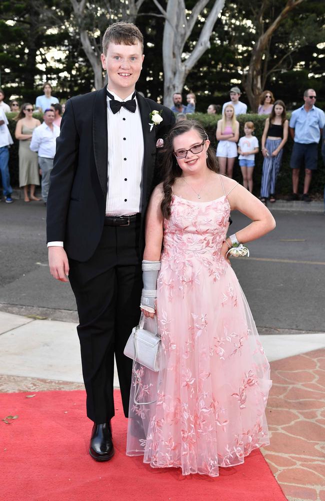 Lachlan Moule and Hannah Wall at Centenary Heights State High School formal. Picture; Patrick Woods.