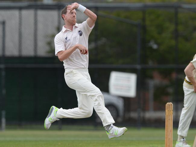 Andrew Fekete grabbed a late wicket for the Magpies. Picture: Chris Eastman/AAP