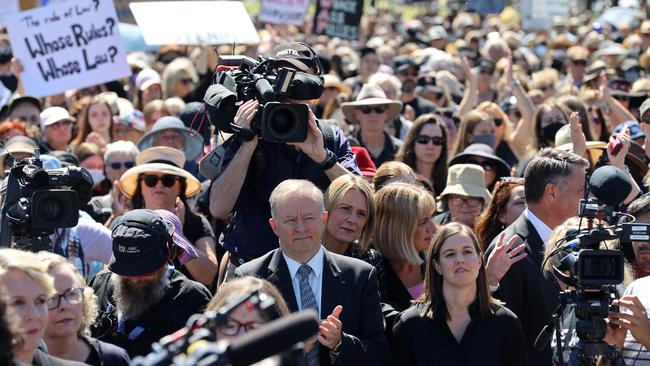 Anthony Albanese at the Women's March 4 Justice Rally at Parliament House in March. Picture: NCA NewsWire / Gary Ramage