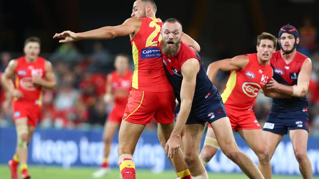 Suns skipper Jarrod Witts had a great battle with Max Gawn. Pic: Getty Images