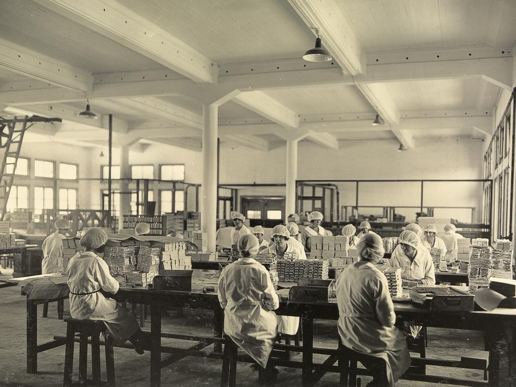 Wrapping of the chocolate blocks used to be done by hand. Picture: Archives Office of Tasmania