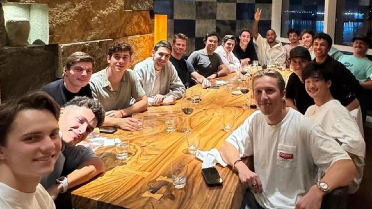 Verstappen and Russell were at opposite ends of the table. Photo: Instagram.