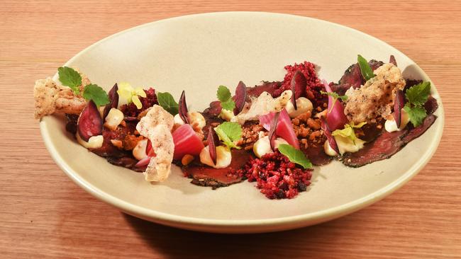 Masons of Bendigo’s kangaroo loin carpaccio.