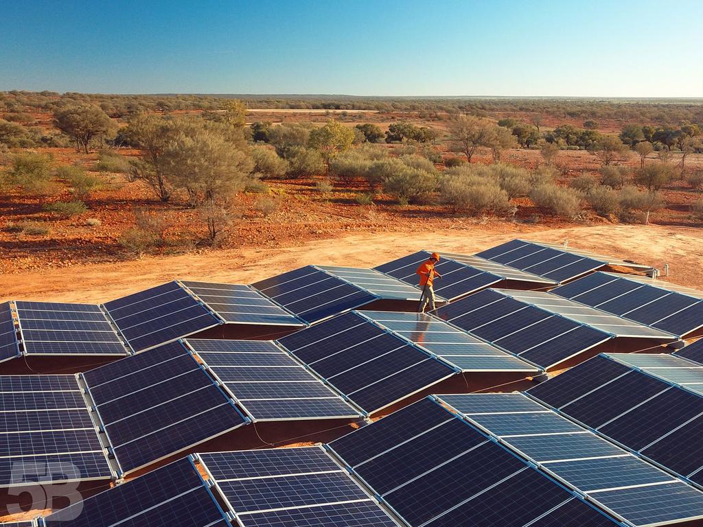 Sun Cable’s Australia-Asia PowerLink will provide significant renewable electricity to Darwin and create a new $2 billion export industry by supplying up to 15 per cent of Singapore’s electricity needs. Pictured: A render of Sun Cable’s proposed solar farm in Powell Creek, NT. Picture: Supplied