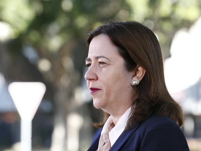 Premier Annastacia Palaszczuk speaks to the media, and Education Minister Grace Grace at a return to school related media conference, free Park Milton, on Monday 25th May 2020 - Photo Steve Pohlner