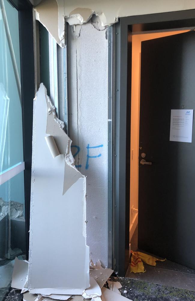 Exclusive photos obtained by The Daily Telegraph show damage on the 10th floor of the Opal Tower.