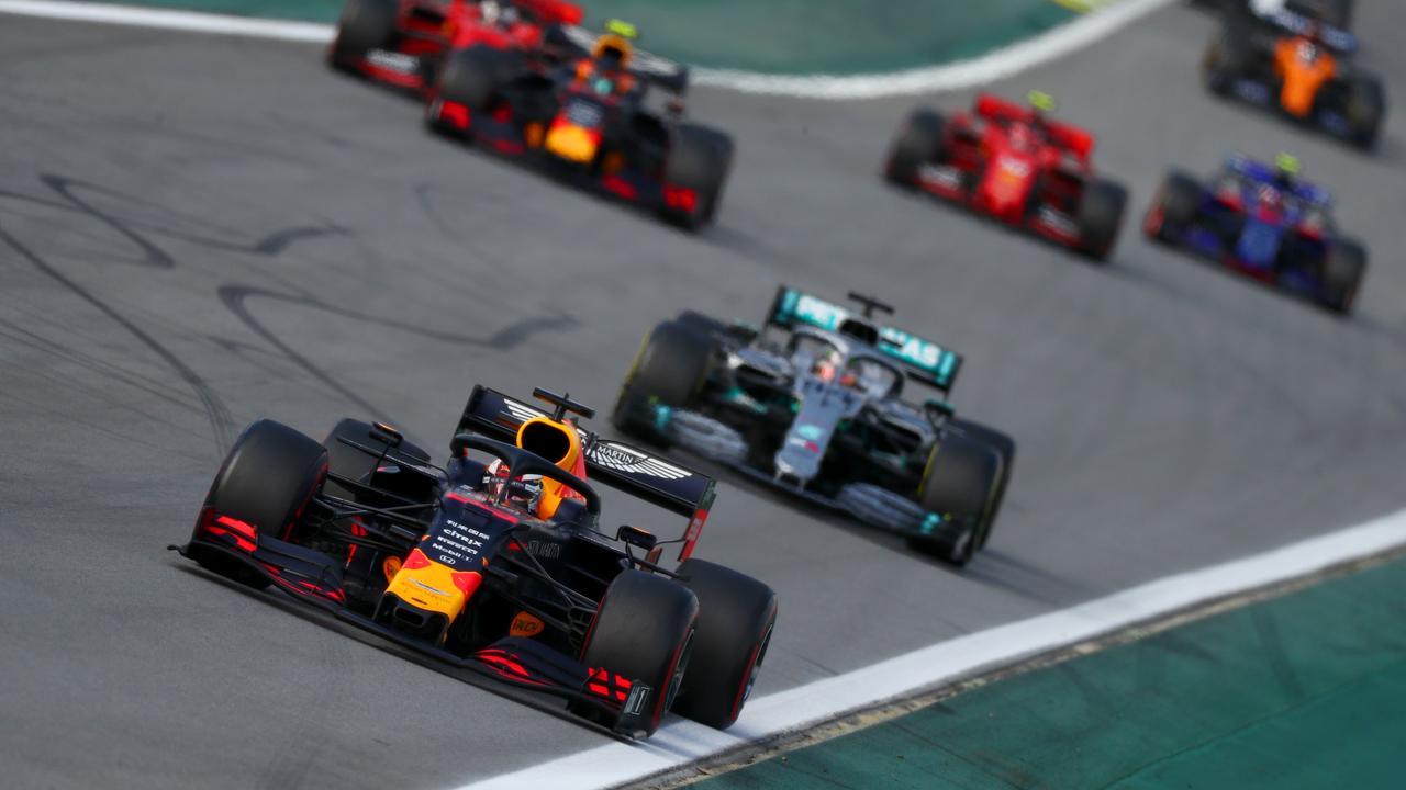 Max Verstappen leads Lewis Hamilton in Brazil last season.