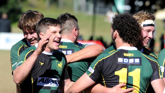 West celebrate the win Colts rugby union match between Wests and Brothers. Saturday June 19, 2021. Picture, John Gass