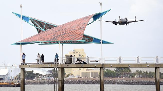 Defence Force Air Show and Townsville Bulletin Sky Show 2016 over the Strand in Townsville, Queensland. Crowds and people enjoying the Air show. Historical Lockheed Hudson during it's demonstration. Picture: Wesley Monts