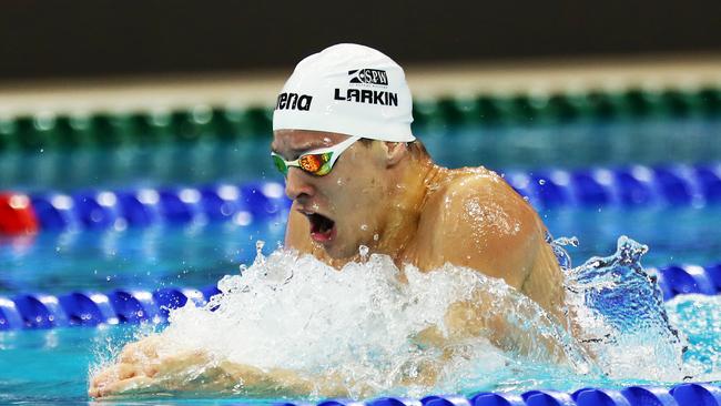 Mitch Larkin during the Men's 200m Individual Medley final at the FINA Swimming World Cup in 2019. Picture: Yong Teck Lim/Getty Images