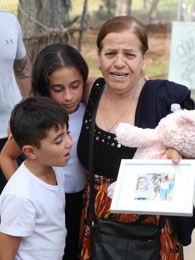 Grandmother Georgette Abdallah mourns at the site on Tuesday. Picture: John Grainger