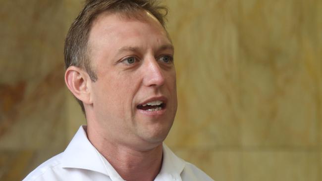 Deputy Premier Steven Miles speaking at Cairns hospital. Picture: Stewart McLean