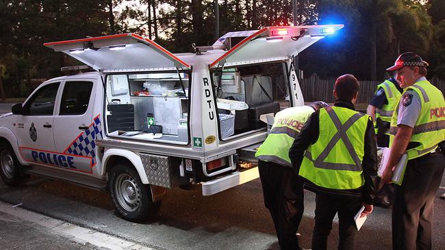 A roadside drug-testing unit on Mount Cotton Rd Capalaba. Picture: Marc Robertson