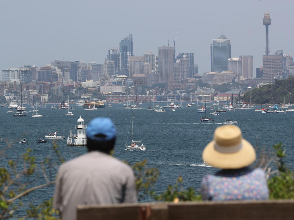 Crowds gather near Hornby Lighthouse on South Head before the start of the race. 2019 Sydney to Hobart Crowds watching the race as the Yachts pass through the heads. Picture: Rohan Kelly