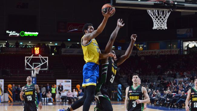 Forestville’s US import Greg Mays in action during the men’s Premier League basketball grand final. Picture: AAP/Brenton Edwards