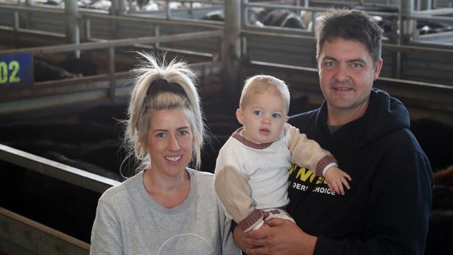 Sarah &amp; Nathan Withers with their son Saxon, 1 yo, from Shady Creek, selling 27 mixed.