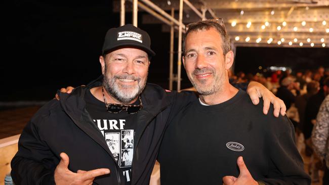 David Tarantini and Jaime Azpiroz at the WSL Gold Coast Pro 2025 after party at Burleigh Pavilion for Gold Coast at Large. Picture, Portia Large.