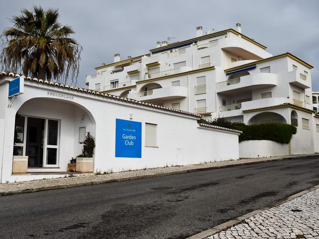 The main entrance of the apartments hotel "Luz Oceans Club - Garden Club" where the McCann where staying during the night of Maddie's disappearance. Picture: AFP Photo