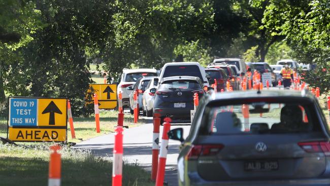 People have flocked to testing sites across the city. Picture: David Crosling