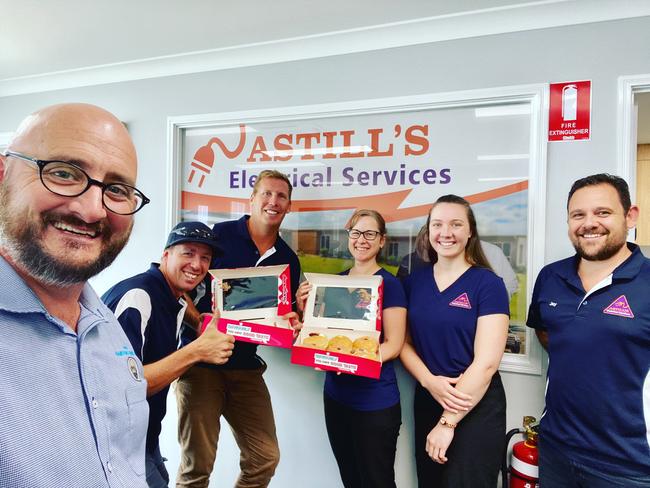 Damien Martoo with the team at Astill's electrical services.