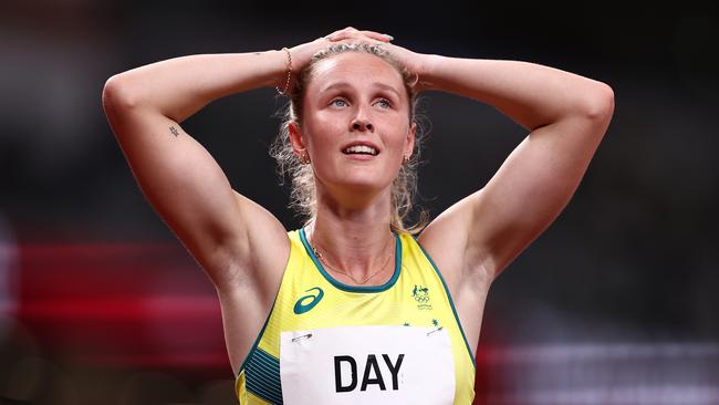 TOKYO, JAPAN - AUGUST 02: Riley Day of Team Australia looks on after she competes in the Women's 200 metres semi finals on day ten of the Tokyo 2020 Olympic Games at Olympic Stadium on August 02, 2021 in Tokyo, Japan. (Photo by Ryan Pierse/Getty Images)