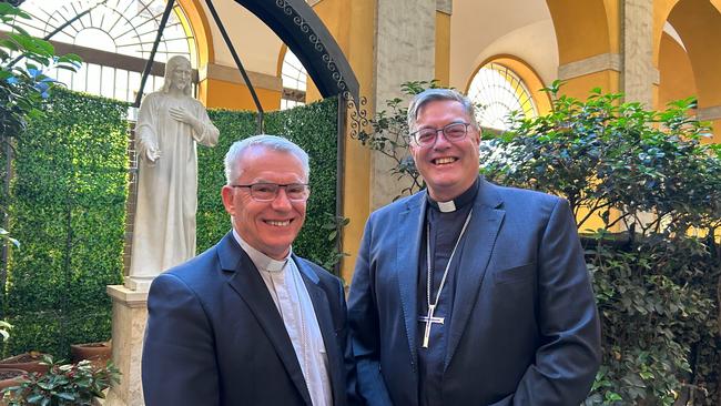 Archbishop Tim Costelloe and Bishop Greg Bennet in Rome. Picture: Lydia Lynch