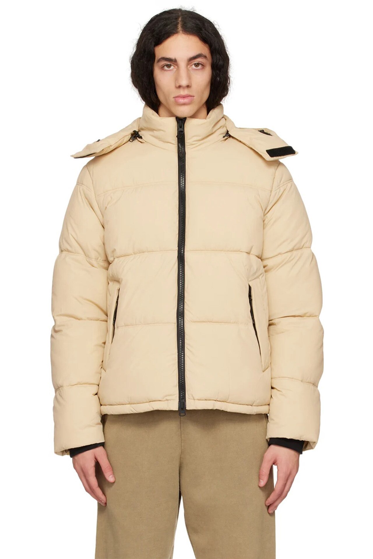 Saturdays NYC - Khaki Momo Puffer Jacket  Puffer jackets, Saturdays nyc,  Satin jackets