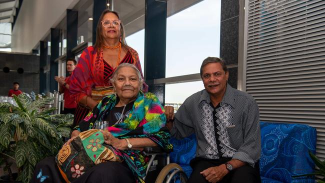 Henry Hunter, Bernie Hunter and Rosie Hunter at the 2024 NAIDOC Ball at the Darwin Convention Centre. Picture: Pema Tamang Pakhrin