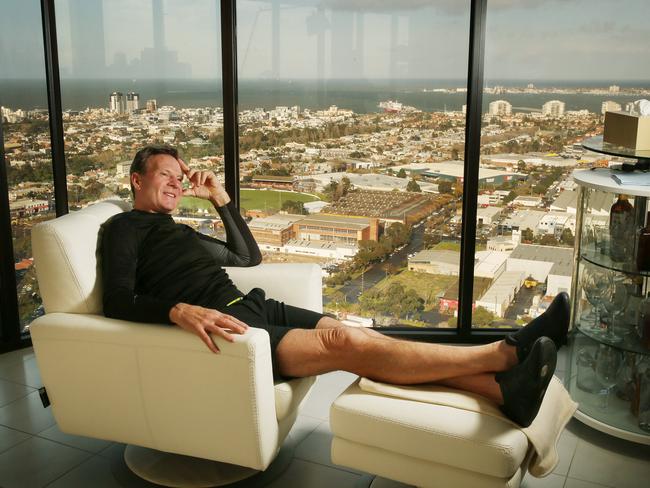 Sam Newman at his Docklands home. Picture: Colleen Petch