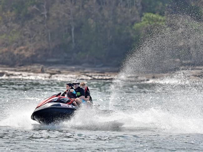 Jetski users at Ettalong Beach on Saturday 16th December 2017. The tension between jetski riders and other beach users rises in this area as we hit the summer holiday season. (AAP IMAGE / Troy Snook)