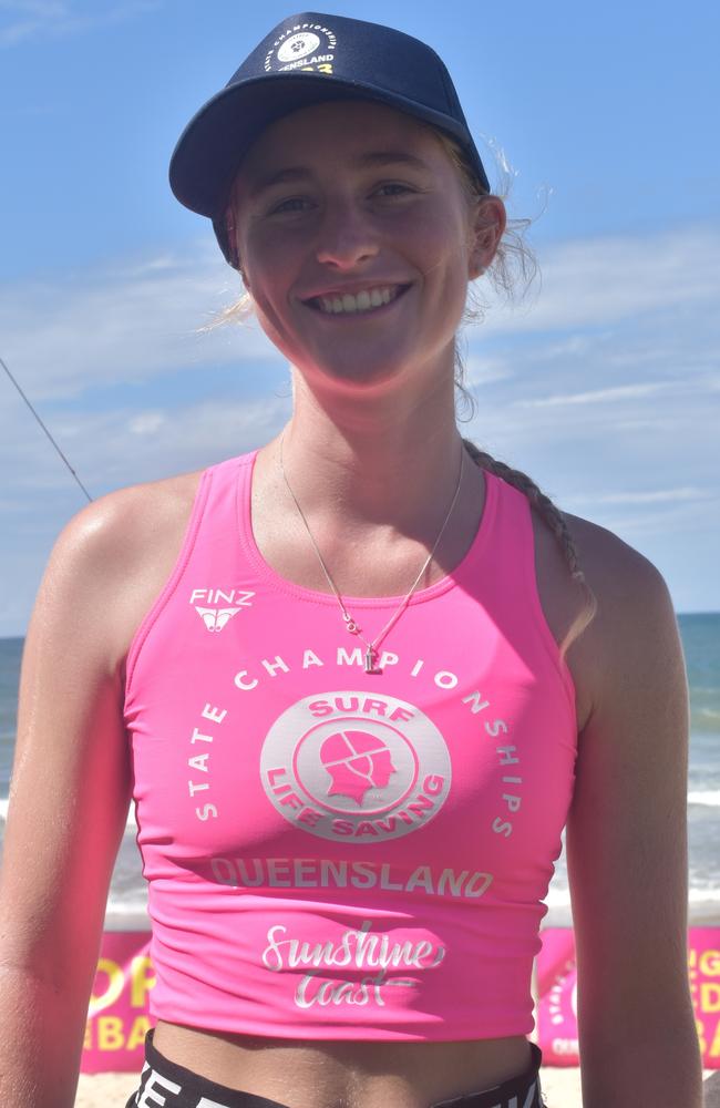 Lily Creswell was the only person from the Bribie Island Surf Club competing at the Senior and Masters division of the 2023 Queensland Surf Life Saving Championships at Mooloolaba. Photo: Elizabeth Neil