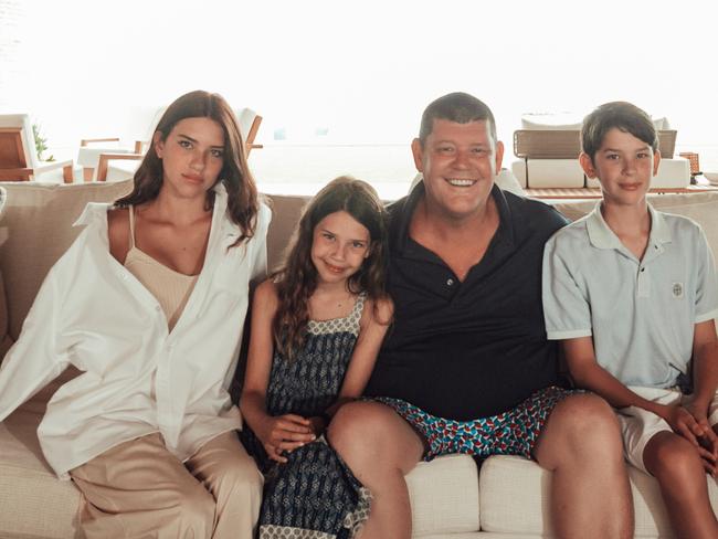 ## ONLINE version - Caption must state 'Courtesy of The Australian' ##  24/06/2022: Australian billionaire businessman James Packer with his children Indigo (13yo), Emmanuelle (9yo) and Jackson (12yo) at their luxurious mansion in Cabo San Lucas, Mexico. PIC: Ana Badillo/The Australian