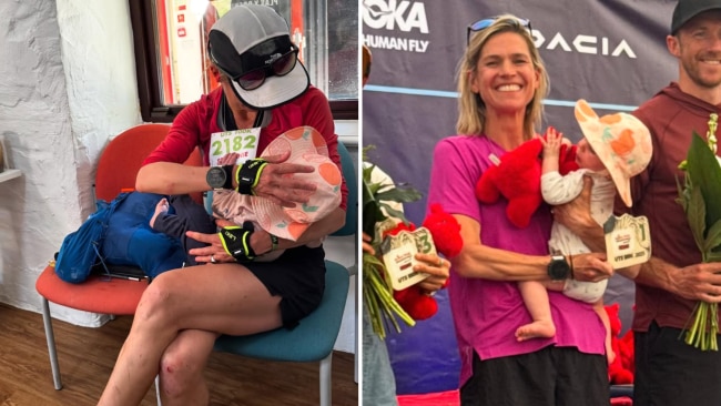 Mum stops three times in ultramarathon to breastfeed. She still won!