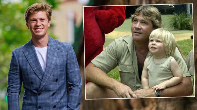 Robert Irwin, and with his beloved dad, Steve Iirwin. Pictures: News Corp/Supplied