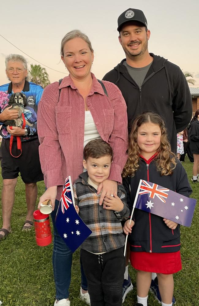 Courtney, Luke, Tye and Eva at the Half Tide Dawn Service at Hay Point. Mackay Anzac Day 2025 Photo: Janessa Ekert