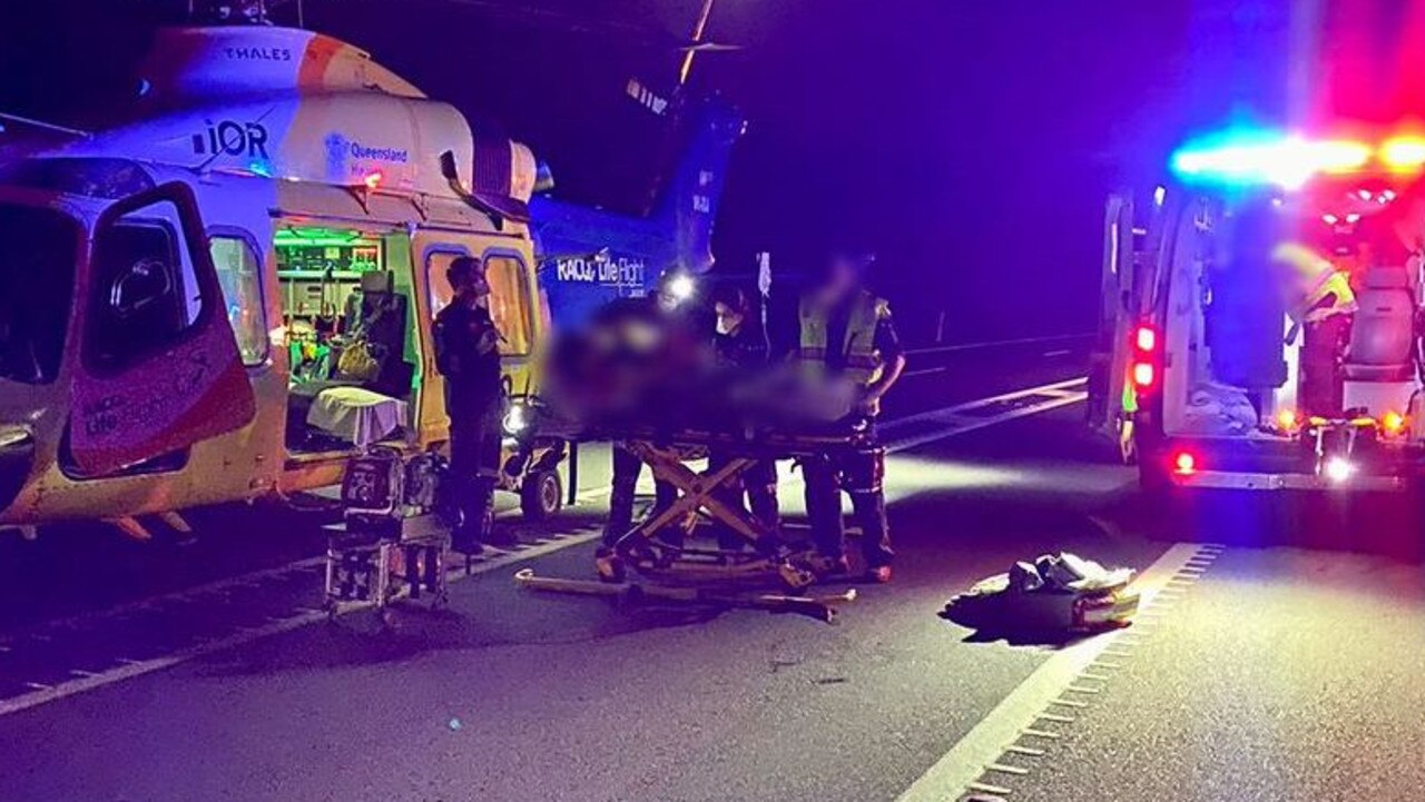 A woman has been killed in an accident on the Bruce Highway near Maryborough. Picture: Courtesy RACQ LifeFlight Rescue