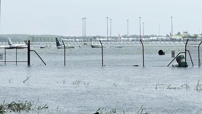 A flooded Cairns Airport. Picture: Joseph Dietz