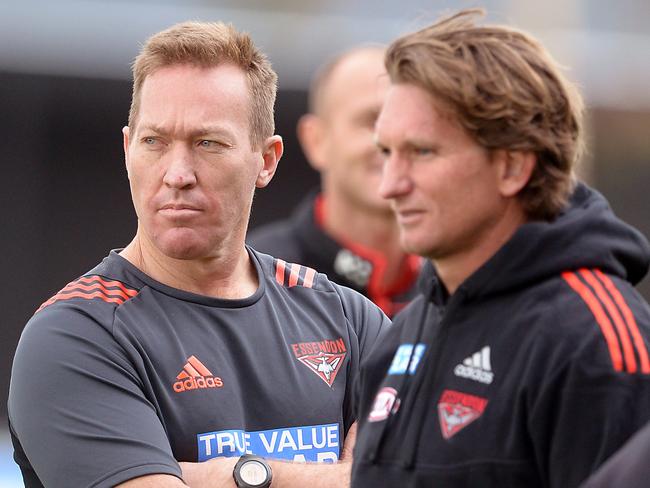 Essendon training,The WEAPON,Dean Robinson,with James Hird,