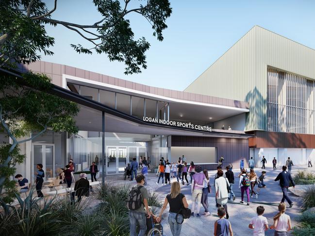 An artist's impression of the exterior of Logan Indoor Sports Centre. Picture: Logan City Council