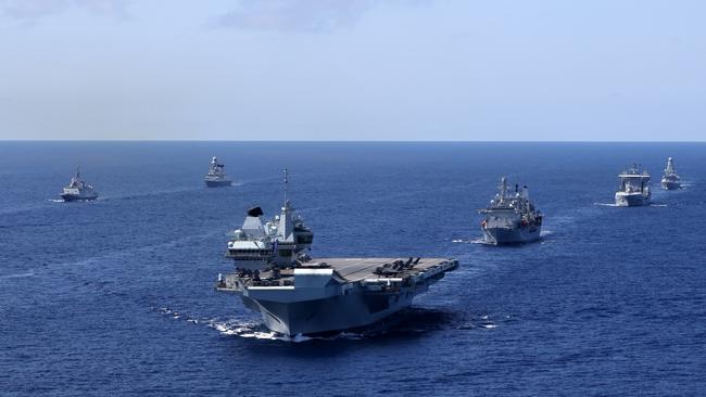 The HMS Queen Elizabeth and ships from the NATO Standing Maritime Groups One and Two.