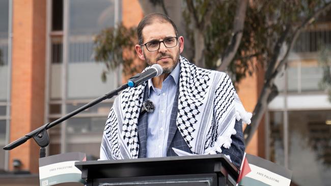 Islamic Council of Victoria president Adel Salman speaks at a pro-Palestine rally at Broadmeadows Town Hall last December. Picture: Facebook / Islamic Council of Victoria